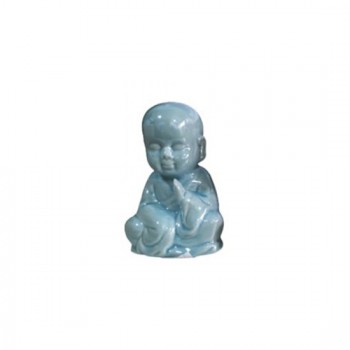 ENFEITE CERAMICA DEC. ESTATUA BUDA AZUL