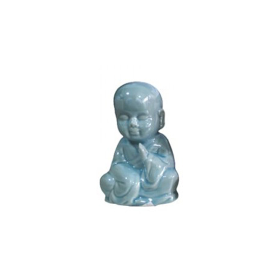 ENFEITE CERAMICA DEC. ESTATUA BUDA AZUL