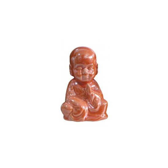 ENFEITE CERAMICA DEC. ESTATUA BUDA LARANJA