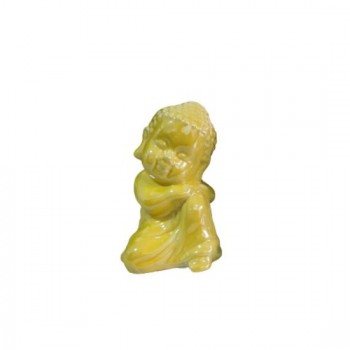 ENFEITE CERAMICA DEC. ESTATUA BUDA AMARELO