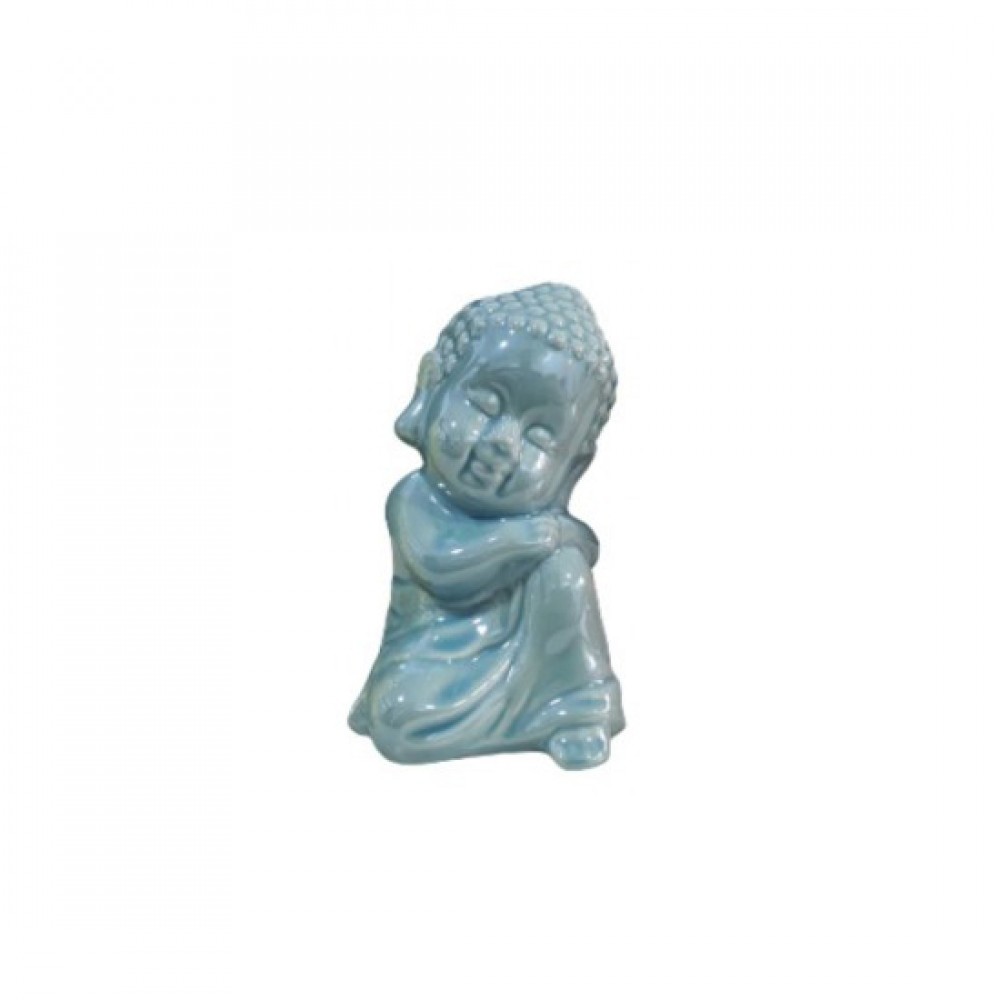 ENFEITE CERAMICA DEC. ESTATUA BUDA AZUL