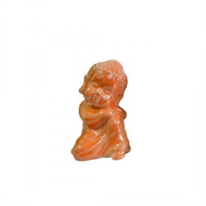 ENFEITE CERAMICA DEC. ESTATUA BUDA LARANJA