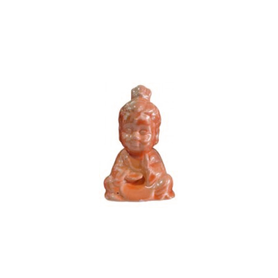 ENFEITE CERAMICA DEC. ESTATUA BUDA LARANJA