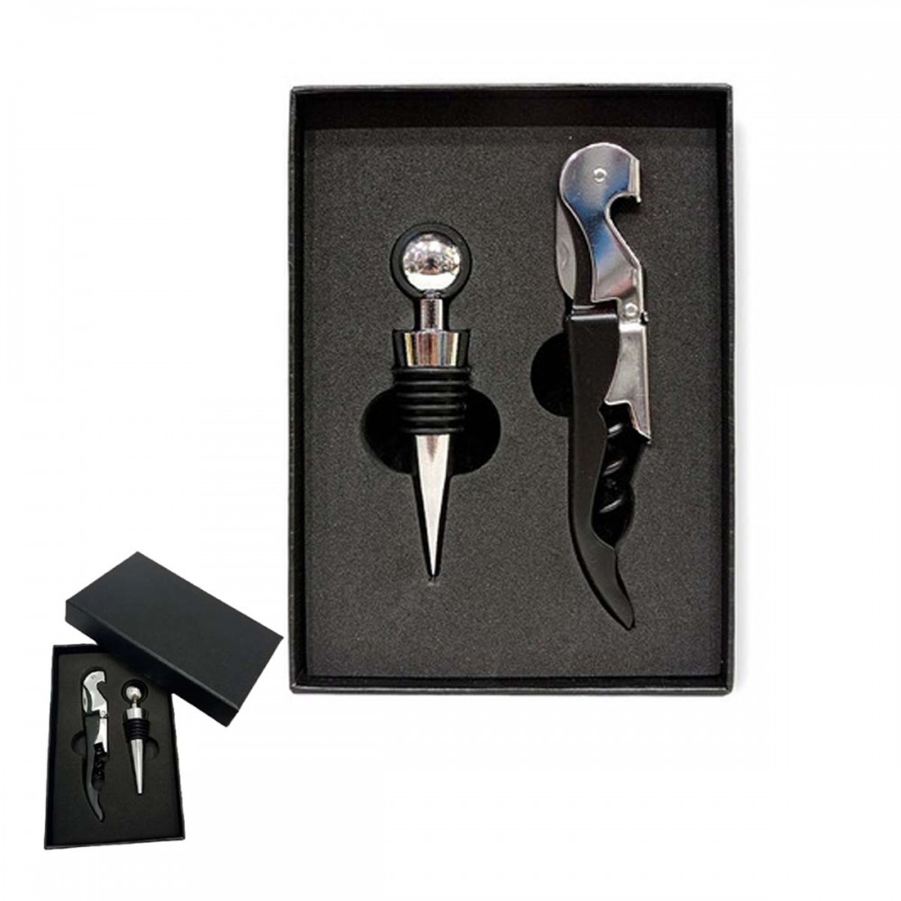 KIT 2 ACESSÓRIOS 1 SACA-ROLHAS MANUAL, 1 TAMPA PARA GARRAFA DE VINHO EM METAL REF: AP36666-2SET KIT 2 ACESSÓRIOS 1 SACA-ROLHAS MANUAL, 1 TAMPA PARA GARRAFA DE VINHO EM METAL REF: AP36666-2SET