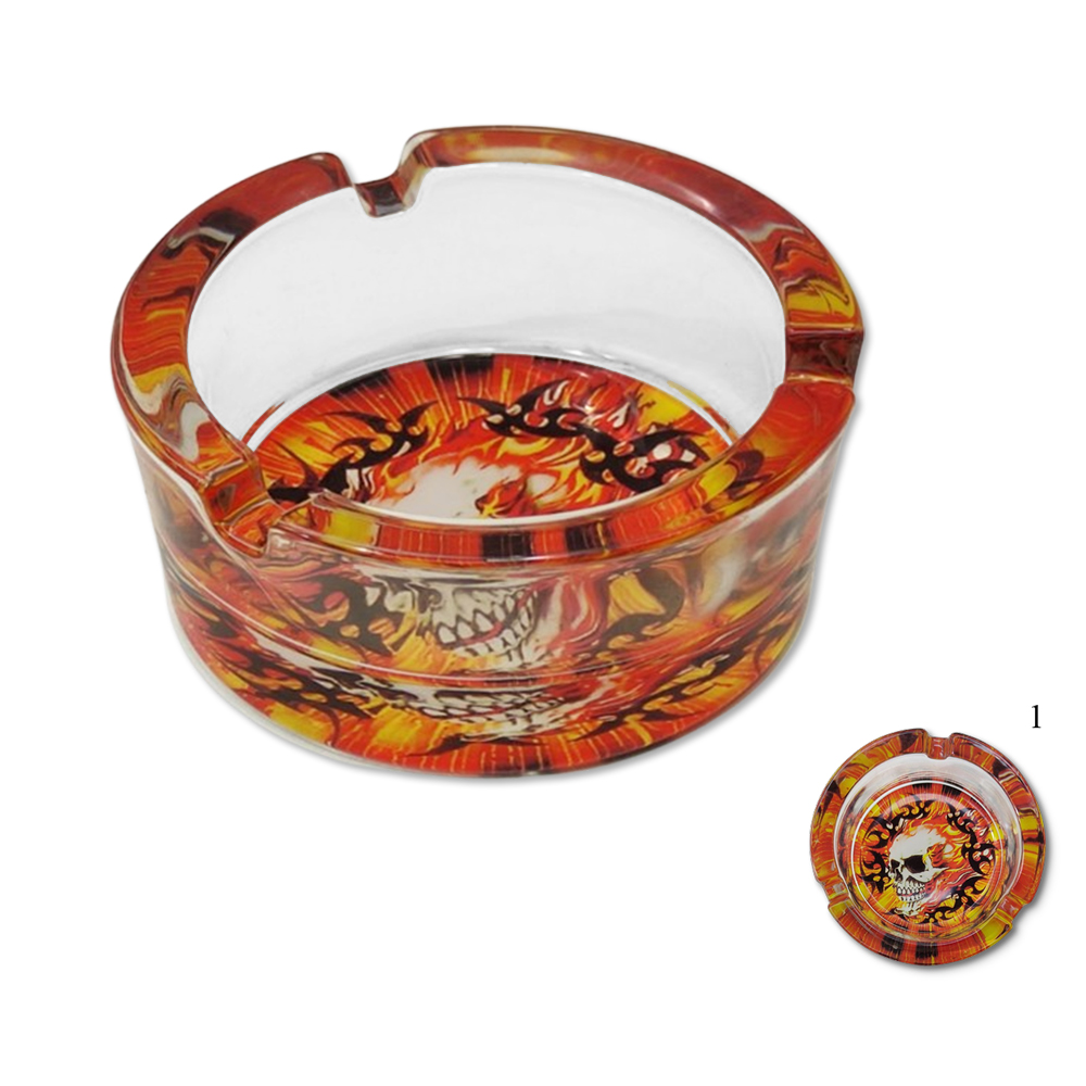 CINZEIRO DE MESA ESTAMPADO REDONDO EM VIDRO REF: G85