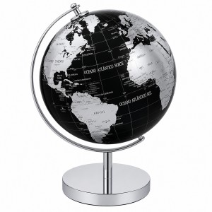 GLOBO TERRESTRE DECORATIVO DE MESA PRETO E PRATA REF: AP142AY4-14X19 GLOBO TERRESTRE DECORATIVO DE MESA PRETO E PRATA REF: AP142AY4-14X19