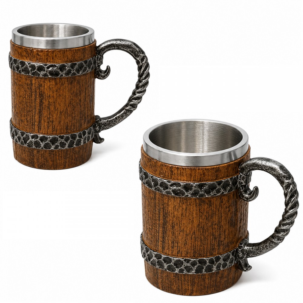 CANECA MEDIEVAL MODELO BARRIL EM RESINA 400ML REF: 1152B-1