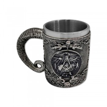 CANECA MEDIEVAL MODELO MAÇONARIA EM RESINA E INOX 400ML  REF: 1163B