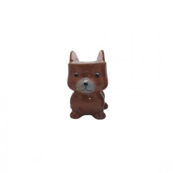 CACHEPOT DEC.CERAMICA P/PLANTA MOD.CACHORRO  MARROM ESCURO