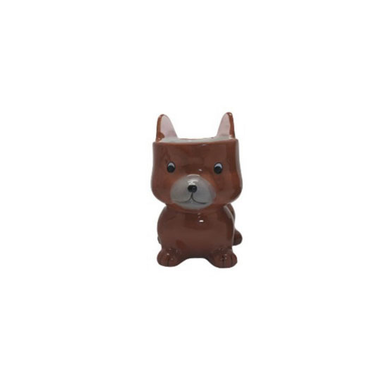 CACHEPOT DEC.CERAMICA P/PLANTA MOD.CACHORRO  MARROM ESCURO