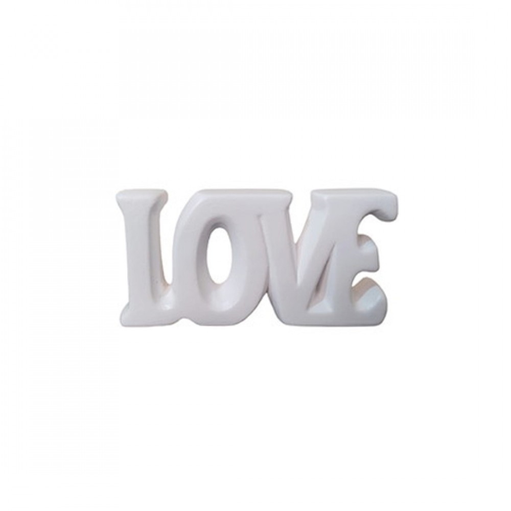 ENFEITE CERAMICA P/DEC.ORN.DE MESA *LOVE* BRANCO