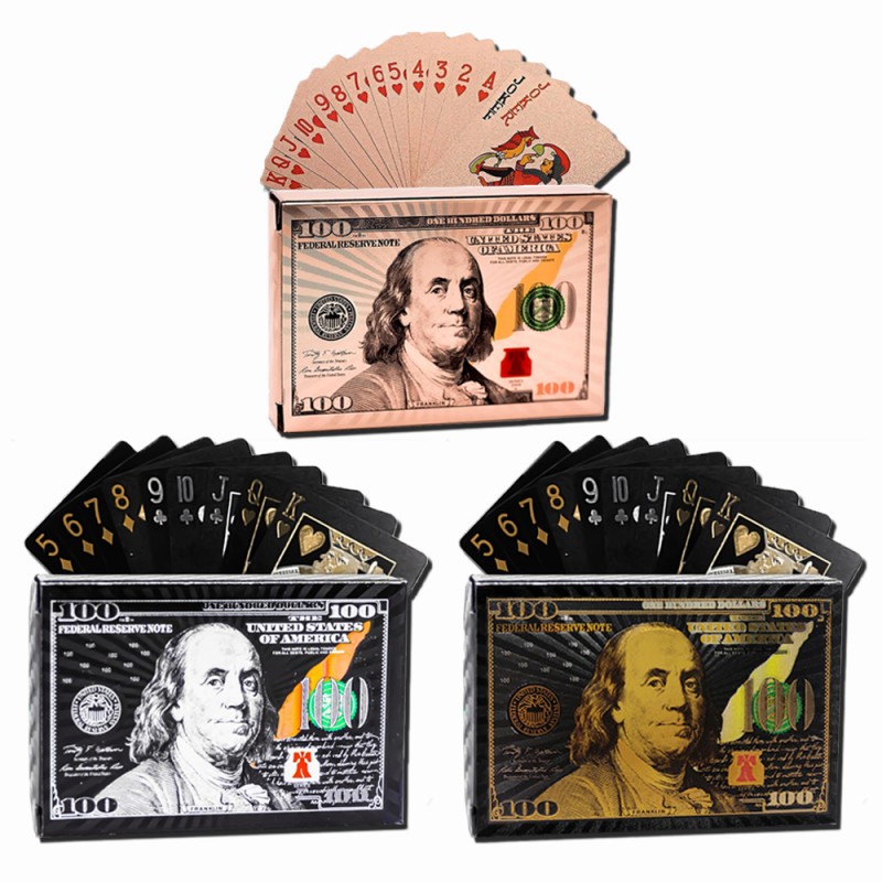 JOGO DE BARALHO METALIZADO MODELO DÓLAR REF: AP25754-2TC