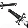 KATANA DECORATIVA DE METAL COM LÂMINA SEM CORTE E SUPORTE DE MADEIRA REF: PFL149004