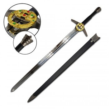 ESPADA MEDIEVAL DECORATIVA COM LÂMINA SEM CORTE EM METAL REF: PFL209107