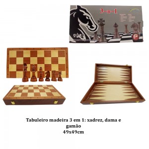 JOGO MANUAL SALAO,TAB.JG XADREZ 32PCS EM MADEIRA  49X49