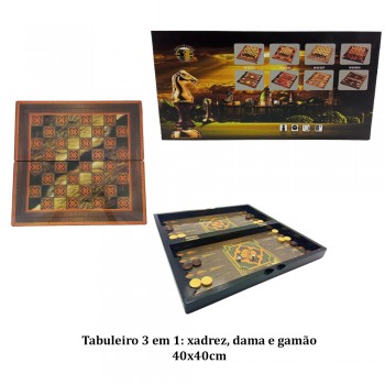 JG MANUAL DE SALÃO 3 EM 1 XADREZ/DAMA/GAMÃO JG MANUAL DE SALÃO 3 EM 1 XADREZ/DAMA/GAMÃO