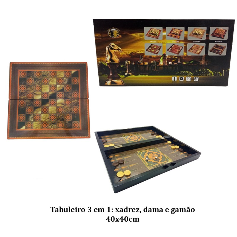 JG MANUAL DE SALÃO 3 EM 1 XADREZ/DAMA/GAMÃO 