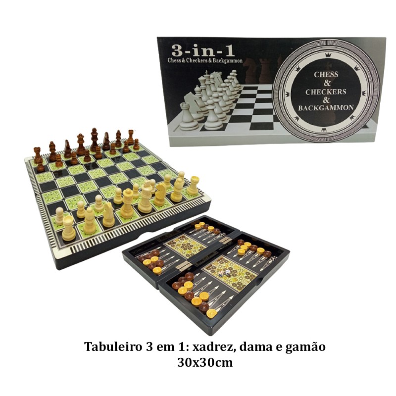 JOGO MANUAL SALAO 3EM1 XADREZ/DAMA/GAMAO REF:APW5001C