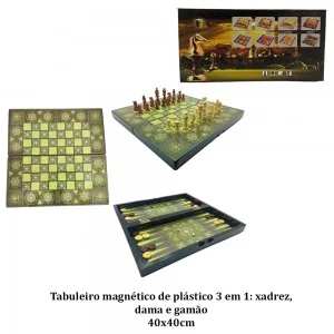 Jogo de Xadrez, Dama, Gamão 3 Em 1 Tabuleiro Couro - Zoocen Chess