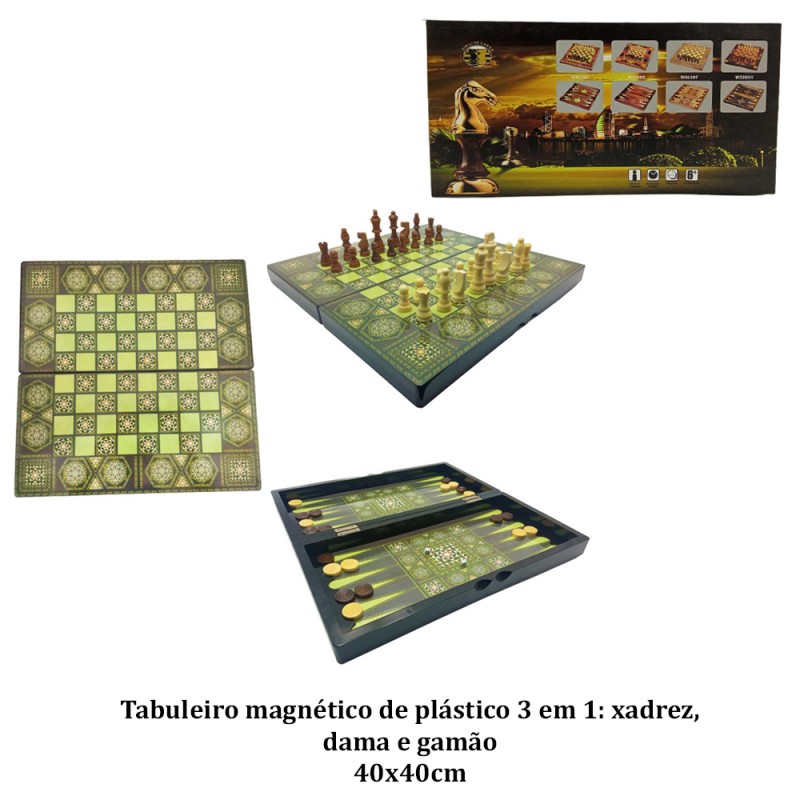 JG MANUAL DE SALÃO 3 EM 1 XADREZ/DAMA/GAMÃO