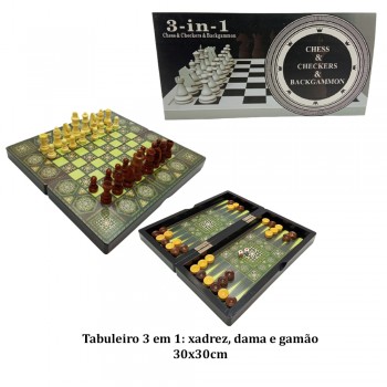 JOGO MANUAL SALAO 3EM1 XADREZ/DAMA/GAMAO REF:APW5001A