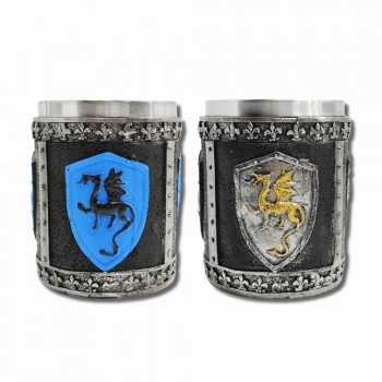 CANECA MEDIEVAL MODELO BRASÃO DRAGÃO EM RESINA 400ML REF: 1144B
