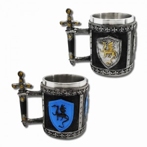 CANECA MEDIEVAL MODELO BRASÃO DRAGÃO EM RESINA 400ML REF: 1144B