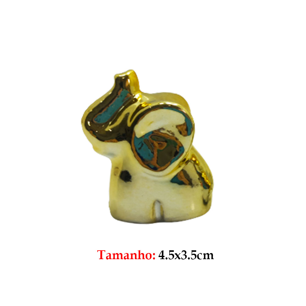 ENFEITE CERAMICA ELEFANTE DOURADO