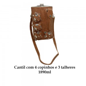 CANTIL 1890ML COM 4 COPOS E 3 TALHERES + BOLSA MARROM CLARO REF: APPT-64A
