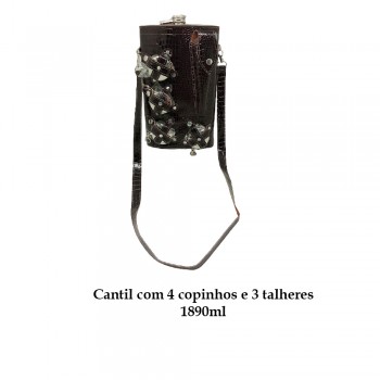 CANTIL 1890ML COM 4 COPOS E 3 TALHERES + BOLSA MARROM ESCURO REF: APPT-64A