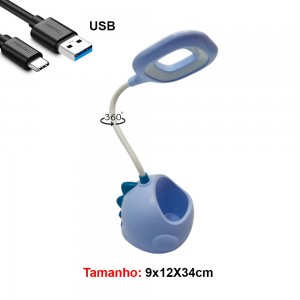LUM.DEC.LAMP.LED. USA CABO USB MOD.DINOSSAU COR: AZUL