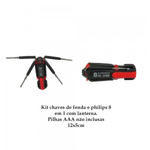KIT CHAVES DE FENDA E PHILIPS 8 EM 1 COM LANTERNA REF: APFZ-895 KIT CHAVES DE FENDA E PHILIPS 8 EM 1 COM LANTERNA REF: APFZ-895