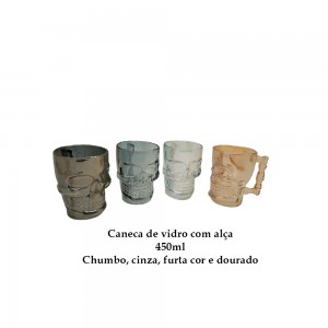 CANECA EM VIDRO MODELO CAVEIRA 450ML COR CINZA  REF: KLB-500D CANECA EM VIDRO MODELO CAVEIRA 450ML COR CINZA  REF: KLB-500D