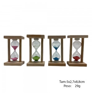 AMPULHETA DE VIDRO COM BASE EM MADEIRA REF: AP480S