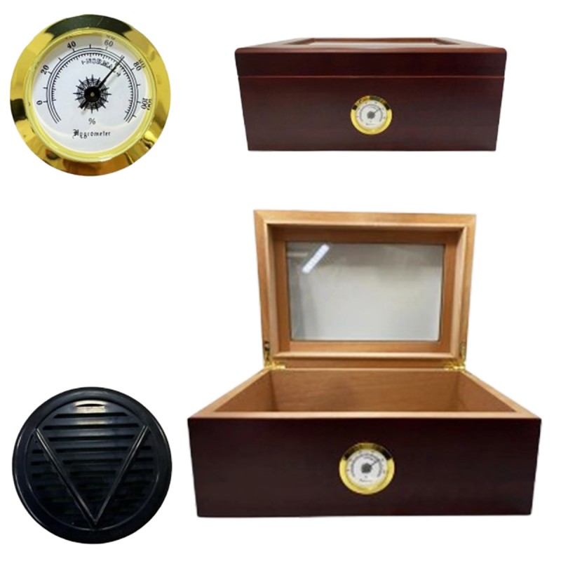 CAIXA PARA ARMAZENAR 50PÇS DE CHARUTO COM VISOR EM VIDRO E MADEIRA REF: VG50770AG CAIXA PARA ARMAZENAR 50PÇS DE CHARUTO COM VISOR EM VIDRO E MADEIRA REF: VG50770AG