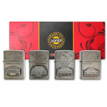 KIT 4 ISQUEIROS DE BOLSO MODELO CARROS EM METAL REF: AP6100