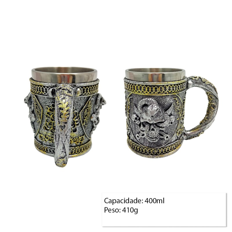 CANECA METAL REVEST.RESINA MOD.CAVEIRA 400ML REF:AP-B9136-2 CANECA METAL REVEST.RESINA MOD.CAVEIRA 400ML REF:AP-B9136-2