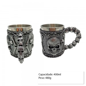 CANECA METAL REVEST.RESINA MOD.CAVEIRA 400ML REF:AP-B9142-1 CANECA METAL REVEST.RESINA MOD.CAVEIRA 400ML REF:AP-B9142-1