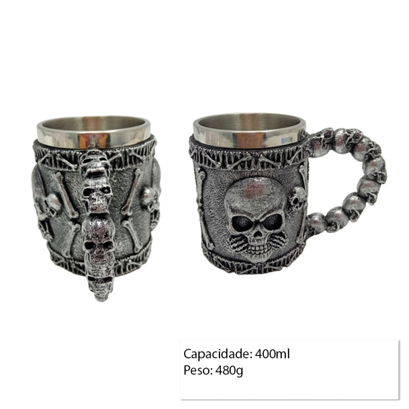 CANECA METAL REVEST.RESINA MOD.CAVEIRA 400ML REF:AP-B9142-1 CANECA METAL REVEST.RESINA MOD.CAVEIRA 400ML REF:AP-B9142-1