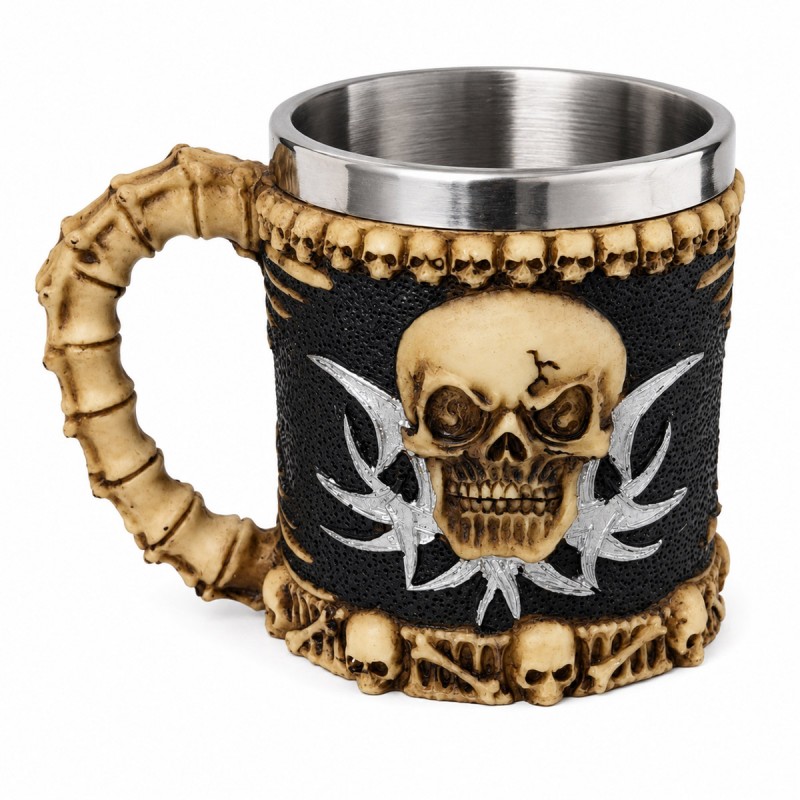 CANECA METAL REVEST.RESINA MOD.CAVEIRA 400ML REF:AP-171046