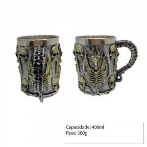 CANECA METAL REVEST.RESINA MOD.CAVEIRA 400ML REF:AP-171041-1 CANECA METAL REVEST.RESINA MOD.CAVEIRA 400ML REF:AP-171041-1