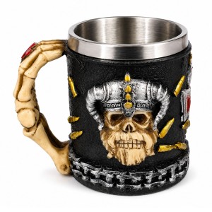CANECA METAL REVEST.RESINA MOD.CAVEIRA 400ML REF:AP-B9139-1