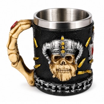 CANECA METAL REVEST.RESINA MOD.CAVEIRA 400ML REF:AP-B9139-1