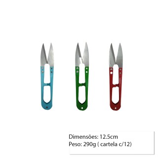 KIT COM 12 TESOURAS DE METAL COLORIDAS  REF: APTC-805BG