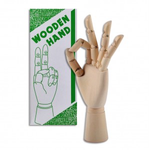 ENFEITE MÃO ARTICULADA EM MADEIRA 18CM  REF: AP-WD6594-10