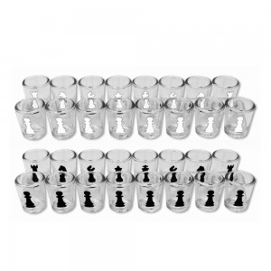 JOGO XADREZ COM 36 COPOS SHOT EM VIDRO REF: APGBA08625X25 JOGO XADREZ COM 36 COPOS SHOT EM VIDRO REF: APGBA08625X25