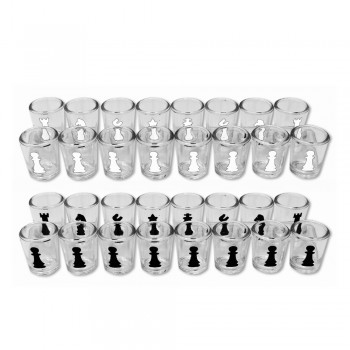 JOGO XADREZ COM 36 COPOS SHOT EM VIDRO REF: APGBA08625X25 JOGO XADREZ COM 36 COPOS SHOT EM VIDRO REF: APGBA08625X25