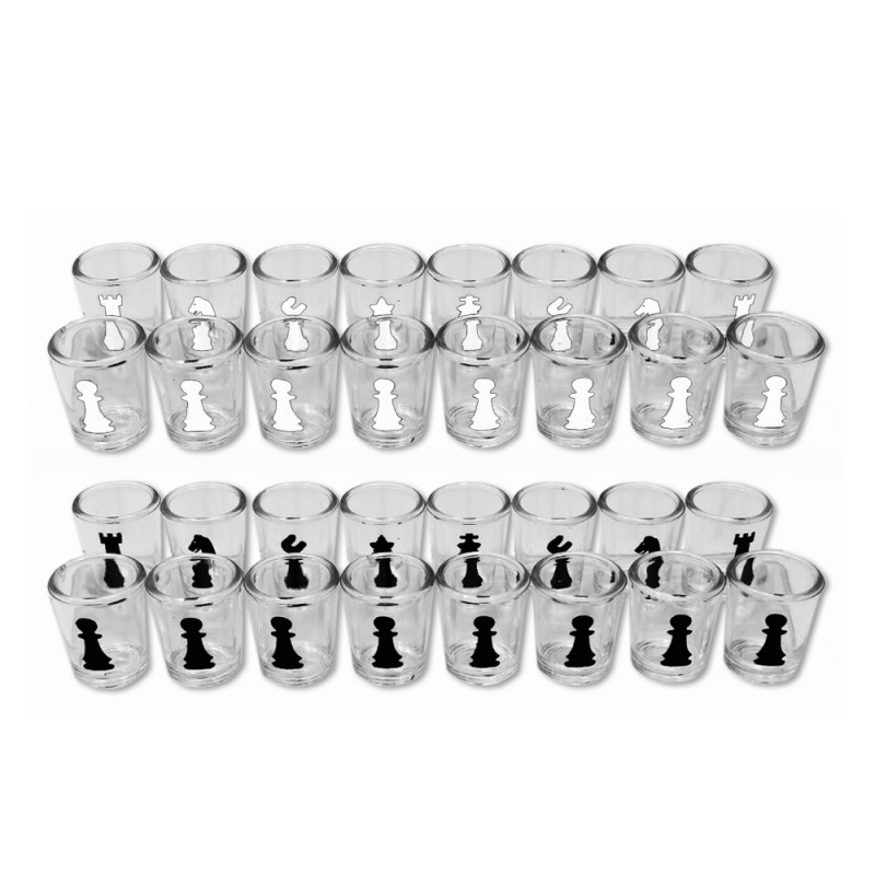 JOGO XADREZ COM 36 COPOS SHOT EM VIDRO REF: APGBA08625X25