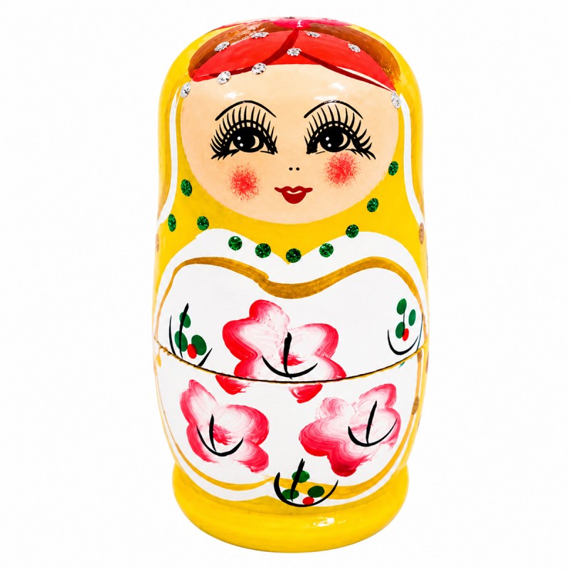 ENFEITE DECORATIVO DE MESA DE MADEIRA MODELO BONECA RUSSA REF: AP7510-5