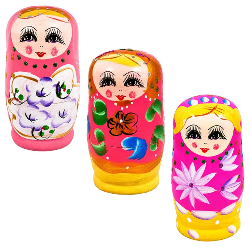 ENFEITE DECORATIVO DE MESA DE MADEIRA MODELO BONECA RUSSA REF: AP7510-5